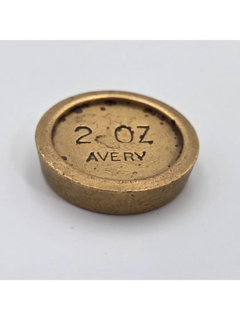 Avery Brass 2 Oz Coin-Shaped Weight With Stamped Markings 14cm